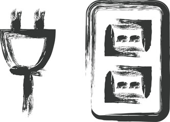 Fototapeta premium ビジネス関連の筆書き単品イラスト コンセントプラグ