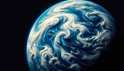 Abstract Blue and White Swirls of Earth's Atmosphere
