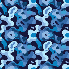 Fototapeta premium Camouflage blue seamless pattern, blue color abstract blob seamless pattern for fabric, wrapping, wallpaper, decorative prints