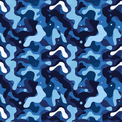 Fototapeta premium Dynamic seamless pattern of camouflage blue, adding movement to fabric and wallpaper