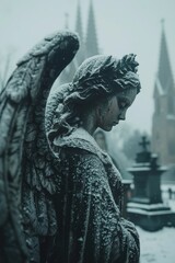 Angel statue in cemetery