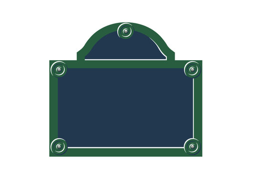 Paris classic blue and green street name sign in vector