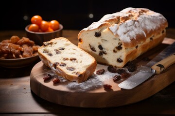 Elusive Stolen christmas sweet bread. Napkin food. Generate Ai