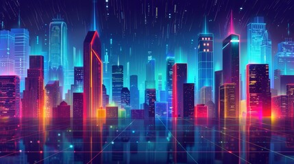 Neon-Lit Futuristic Cityscape