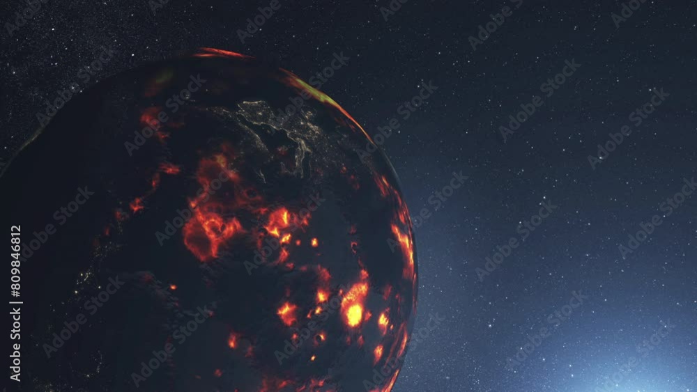 Wall mural earth from life planet to dead rock process 3d rendering of planet earth from life to dying rock, gl