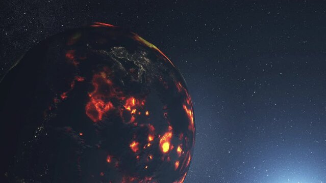 Earth from life planet to dead rock process
3d rendering of planet earth from life to dying rock, global warming, sci-fi concept, 4K, 2024

