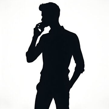 recommend clip art: a black silhouette of a man talking on a cell phone
