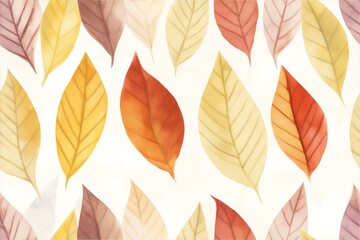 Obraz premium Watercolor of Autumn Leaf seamless pattern on white background