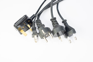 Different types of plugs isolated on white background