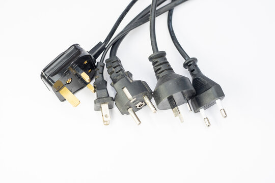 Different types of plugs isolated on white background