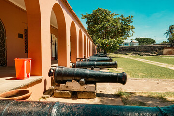 Cannons on the ruins of Fort Jesus in Mombasa, Kenya

