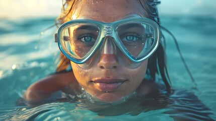 Mujer con gafas de buceo