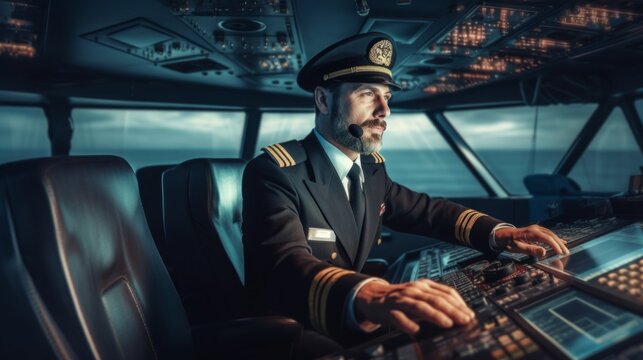 Seafarer Seaman Deck Officer In ship wheelhouse