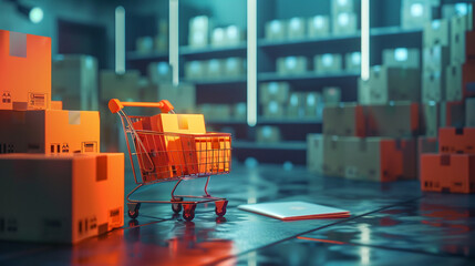 concept delivery shopping online screen shop store web which computer laptop cart bag boxes package product box sale buy commerce price shipping purchase order business background