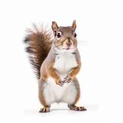 Red squirrel on white background