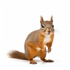 Red squirrel on white background