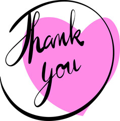 thank you sticker with pink heart in background
