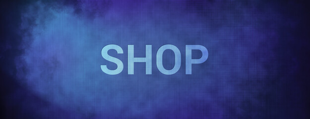 Shop isolated on fabric blue banner background abstract