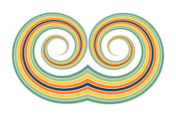 Abstract background of rainbow groovy Wavy Line design in 1970s Hippie Retro style. Vector pattern ready to use for cloth, textile, wrap and other.