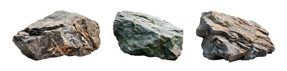 Set of big rock on transparent background