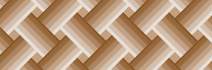 Woven geometric pattern with brown diagonal striped elements. Flat vector design.