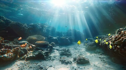 view of beautiful ornamental fish on the seabed. seamless looping time-lapse virtual 4K video Animation Background.