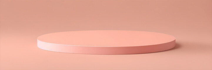 Empty round stage against a trendy peach fuzz background. Perfect setup for cosmetic presentations.