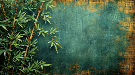 Green Leaf Surface with Wooden Frame