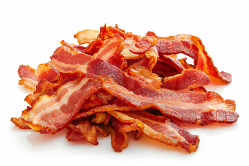 a pile of bacon sitting on top of a white surface