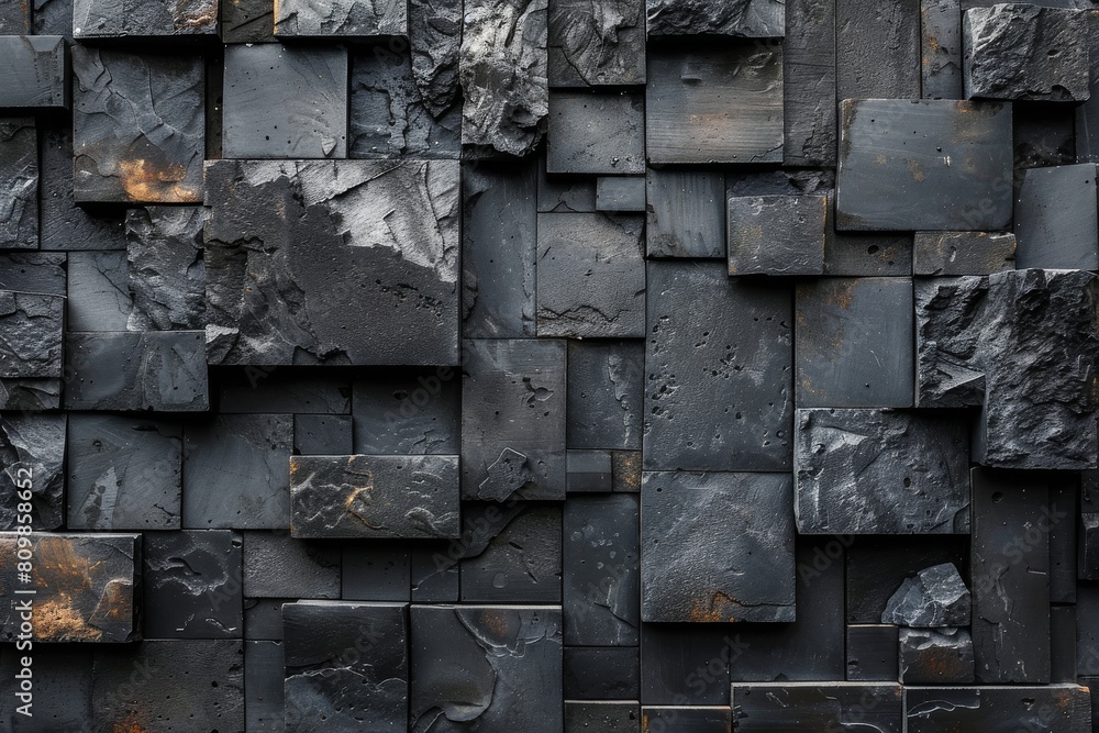 Poster this image showcases a variety of textures and patterns on a black wall made from different shapes a