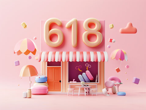 618 Creative 3D three-dimensional character e-commerce shopping festival promotion booth poster

