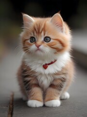 Tabby Ginger Cat Animal Realistic Photo Illustration Art	
