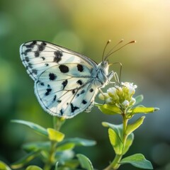 Naklejka premium Beautiful Butterfly on Blurred Background, Rice Paper Butterfly Banner with Copy Space, Meadow Butterfly