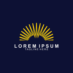 Abstract Sunset Logo. Sun Icon. Sun Vector Illustration. Flat Vector Logo Design Template Elements for Nature and Holiday Logos.