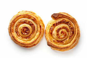 Fototapeta premium two pieces of pastry on a white surface