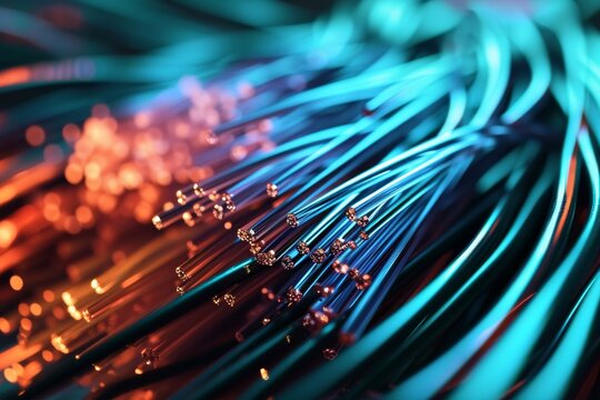 Bundle of fiber optic cables. Optical fiber cable Colorful illustration created, Optical fiber cable Colorful illustration background, Ai generated