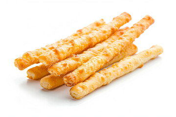 a bunch of cheesy sticks sitting on a white surface - Powered by Adobe