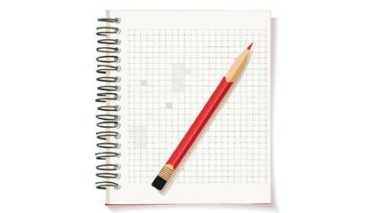 Notepad and pencil. Paper sheet of notebook for memo