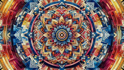 Contemporary Colorful Mandala Art with Intricate Geometric Patterns
