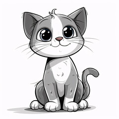 Obraz premium Cute cartoon kitten illustration 