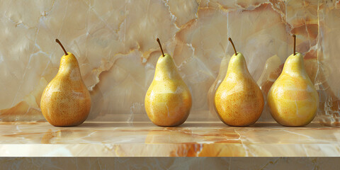 four decorative pears on marble - Powered by Adobe