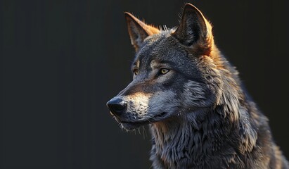 Fototapeta premium Majestic wolf portrait in natural lighting
