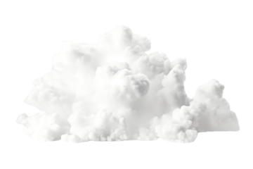 3D of a cluster of foggy clouds, low and dense, gently enveloping the base, neatly isolated on a transparent background