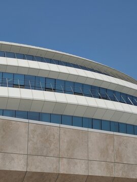 Extertior curtainwall, aluminium facade, glass panel, aluminum panel sky background