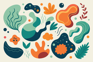 Set of abstract organic shape. hand drawn doodle art. vector blob design