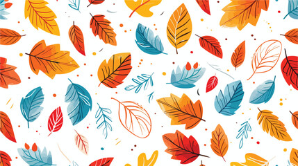 Natural seamless pattern with autumn fallen leaves of