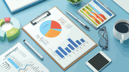 Report business analytics market research concept. To