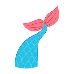 shell mermaid tail cartoon. logo doodle, blue graphic, skin texture shell mermaid tail sign. isolated symbol vector illustration