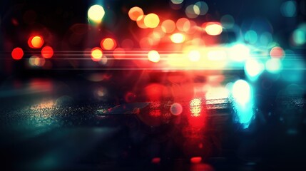 abstract background blur bokeh light street at night time with speed motion perspective, blurred thrilled, Generative Ai