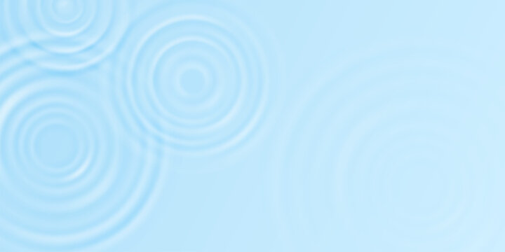 Water ripple surface. Radial waves from summer or spring rain drops on water, top view background. Circles and rings on quiet pond. Abstract nature vector texture. Wet puddle with circular splashes